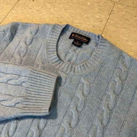 Brooks Brothers Vintage Men's Blue Cashmere Cable Knit Sweater